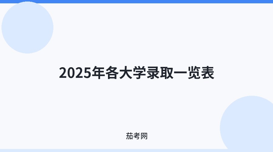 2025年各大学录取一览表